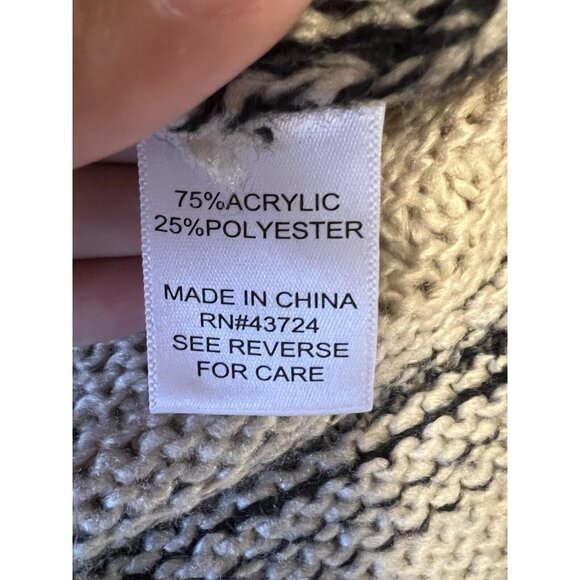 Linda Anderson Poncho Women's OS ‎ Striped Fringe Sweater Boho Western Aztec - Picture 8 of 10